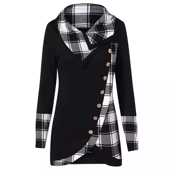ariesmoon89 Sweaters - Punk Plaid Turtleneck Tunic Sweatshirt